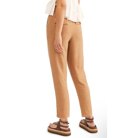 Free People New! Faded Love Linen Blend Pants Brown Casual Boho Size 26 - Picture 2 of 14